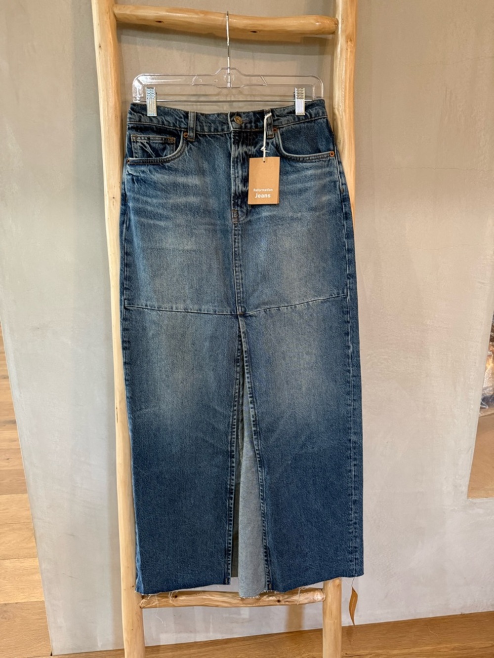 Reformation jeans Hemlock wash Tazz Denim Maxi Skirt - Picture 7 of 13